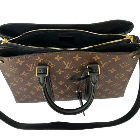 Louis Vuitton Soufflot MM Satchel Brown Monogram Canvas Black Shoulder Handbag - Picture 6 of 14